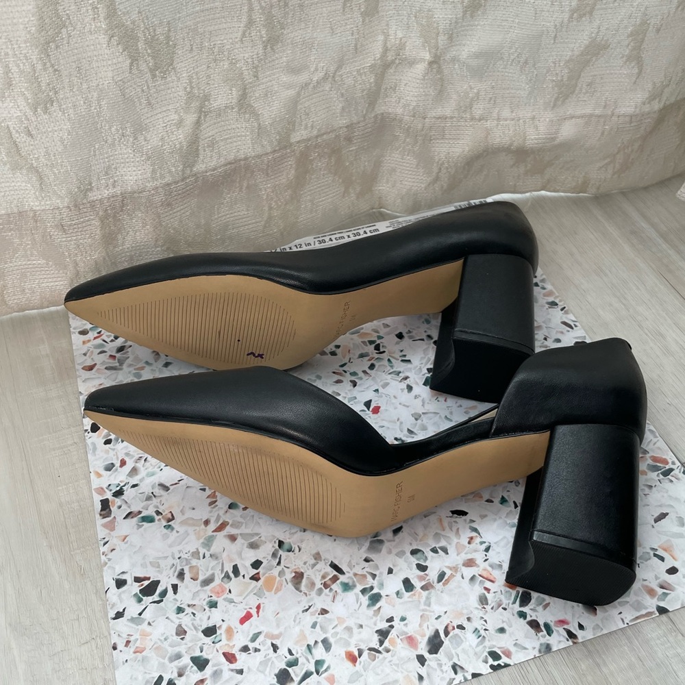 Marc Fisher D'Orsay Black Pointed Toe Block Heels - Picture 4 of 9